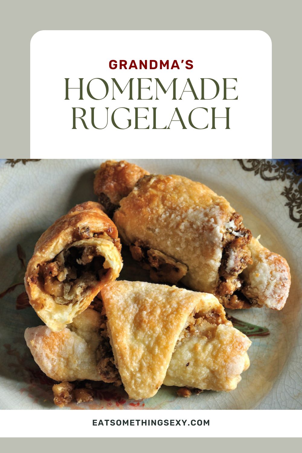 Rugelach graphic with the text, "grandma's homemade Rugelach"