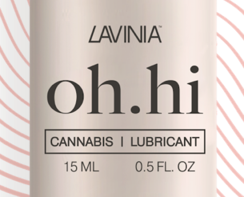 closeup of oh.hi cannabis lubricant bottle
