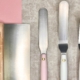 closeup of the four Ashley Holt pastry tools on a gray granite background