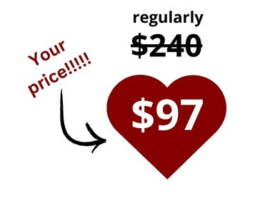 $97 price special graphic with the savings inside of a red heart